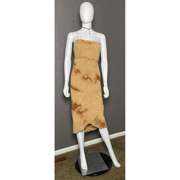 Dresses & Skirts - Y2K Brown Marbled Dye Crinkled Mesh Dress from Chelsey size Large